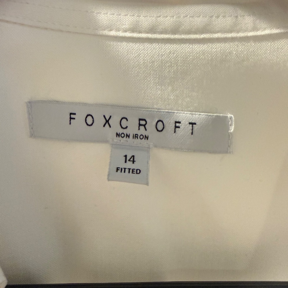 Foxcroft Women Non-Iron Fitted White Button Up Shirt Size 14 Work Blouse - Picture 5 of 6